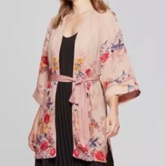 A New Day XL XXL WHIMSICAL FLORAL DUSTER COVER UP TOP (no belt) - Picture 1 of 8